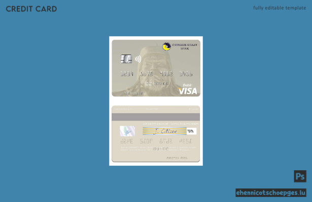 Beispielvorschau für eine Visa-Debitkarte der Mongolei Chinggis Khaan Bank